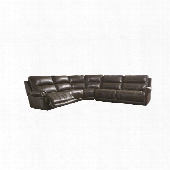 Ashley Dak Durablend 5 Piece Reclining Sectional In Antique