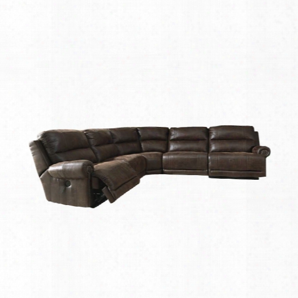 Ashley Luttrell 5 Piece Reclining Sectional In Espresso