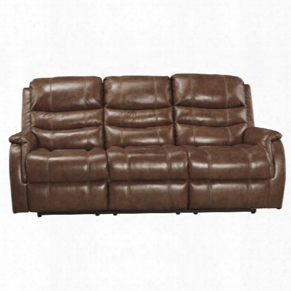 Ashley Metcalf Power Reclining Leather Sofa In Nutmeg