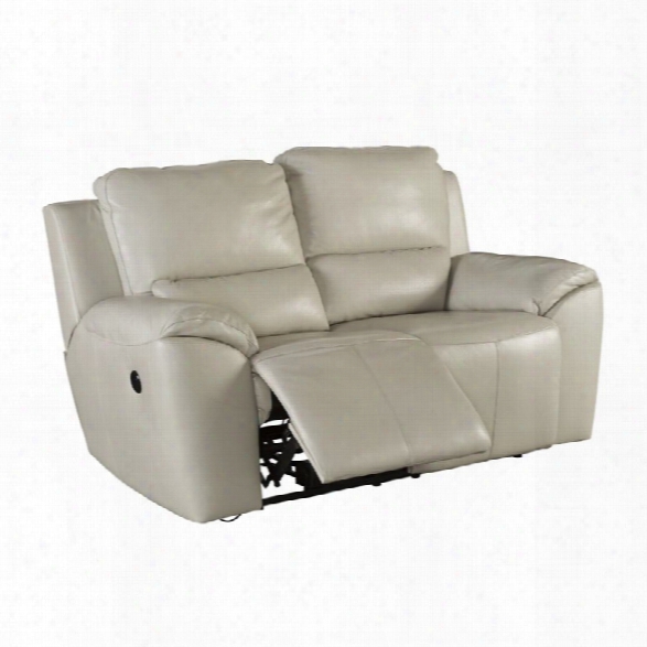 Ashley Valeton Power Recli Ning Leather Loveseat In Cream