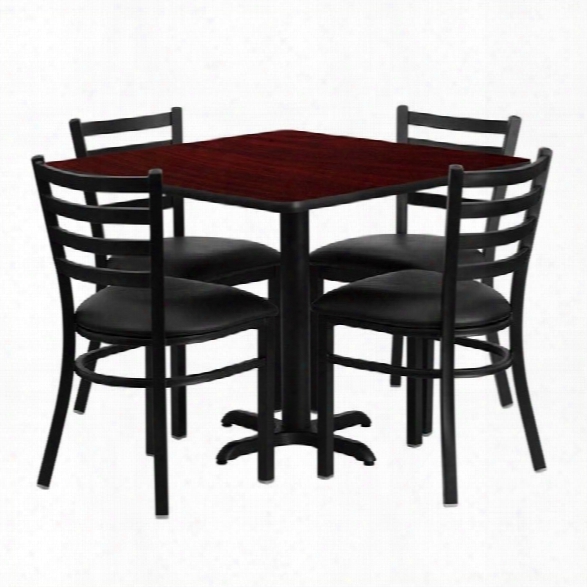 Flash Furniture 5 Piece Laminate Table Set In Black And Mahogany