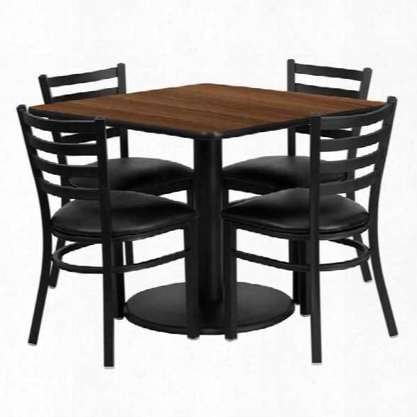Flash Furniture 5 Piece Square Laminate Table Set In Black And Walnut
