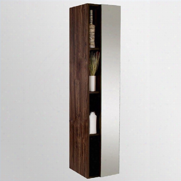 Fresca Senza Bathroom Linen Side Cabinet With Cubby Holes In Walnut