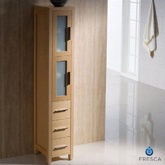 Fresca Torino Tall Bathroom Linen Side Cabinet In Light Oak