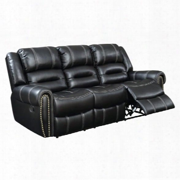 Furniture Of America Stinson Faux Leather Reclining Sofa In Black