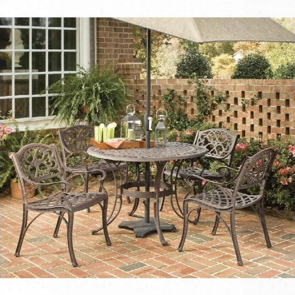 Home Styles Biscayne 5 Piece Metal Patio Dining Set In Bronze