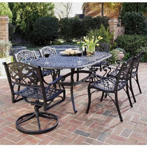 Home Styles Biscayne 7 Piece Metal Patio Dining Set In Black