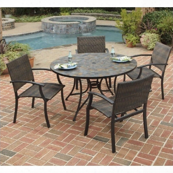 Home Styles Stone Harbor 5 Piece Metal Patio Dining Set In Black