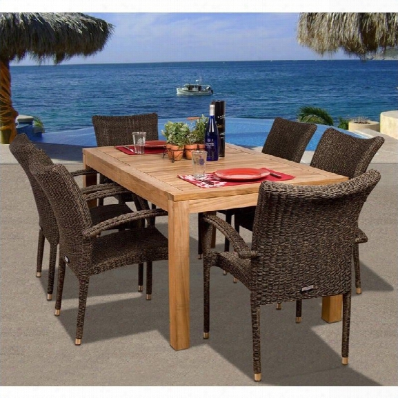 International Home Amazonia 7 Piece Wood Patio Dining Set In Teak