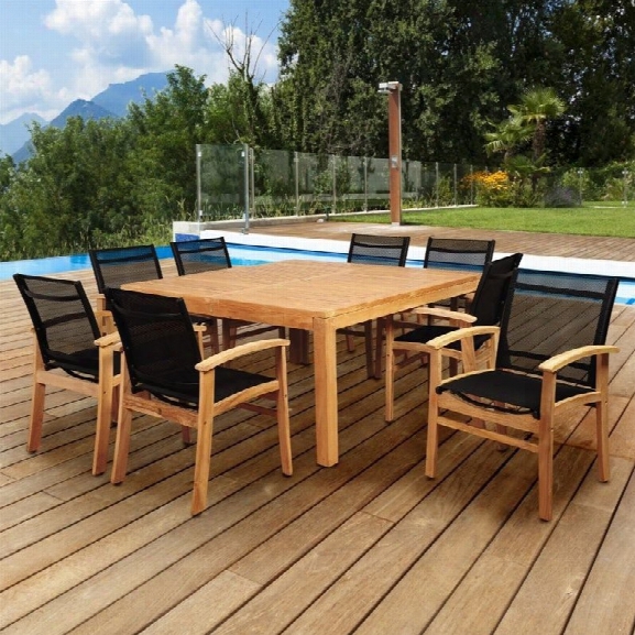 International Home Amazonia Teak 9 Piece Square Patio Dining Set