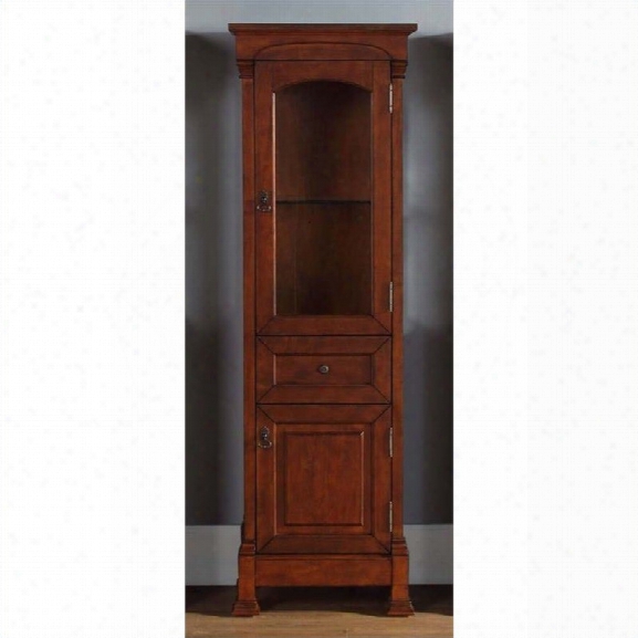 James Martin Brookfield Linen Cabinet In Warm Cherry