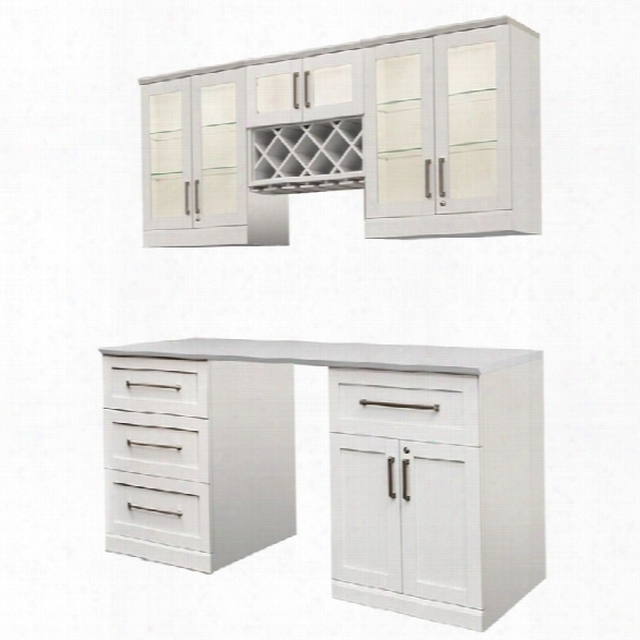 Newage Home Bar 6 Piece 72 X 25 Modular Cabinet Set In White