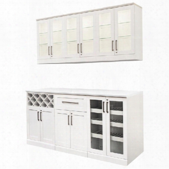 Newage Home Bar 7 Piece 72 X 17 Modular Cabinet Set In White