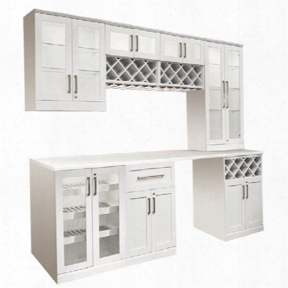 Newage Home Bar 8 Piece 72 X 25 Modular Cabinet Set In White