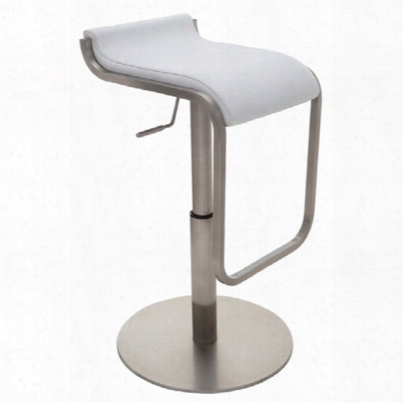 Nuevo Adora Adjustable Faux Leather Bar Stool In White