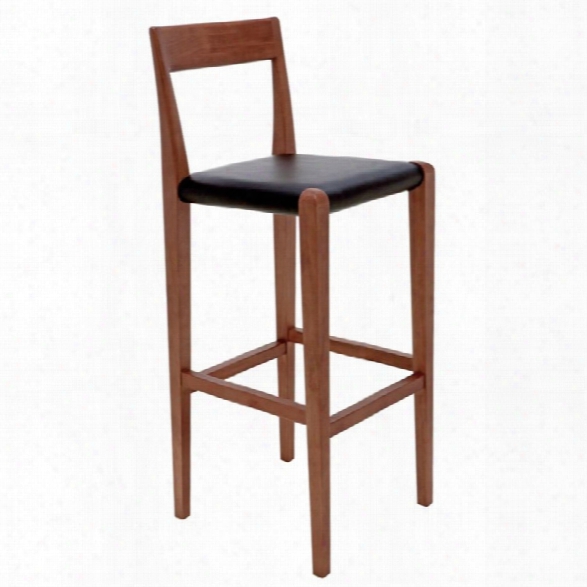 Nuevo Ameri 30 Leather Bar Stool In Black And Walnut