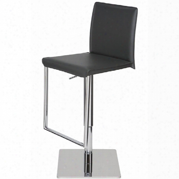 Nuevo Cameron Adjustable Faux Leather Bar Stool In Gray