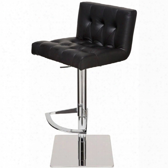 Nuevo Preston Adjustable Faux Leather Bar Stool In Black