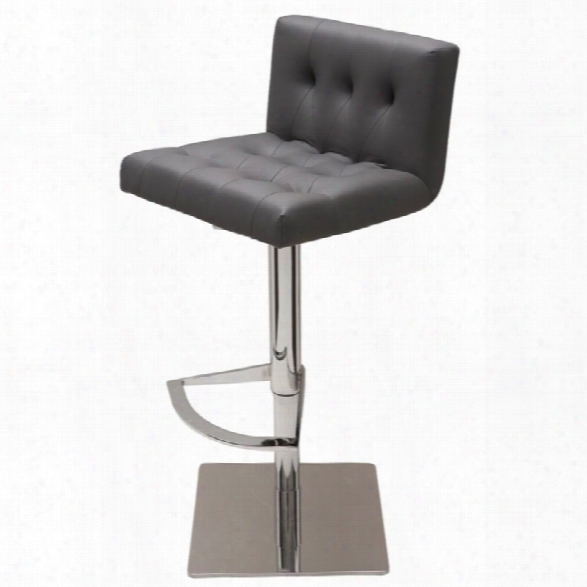 Nuevo Preston Adjustable Faux Leather Bar Stool In Gray