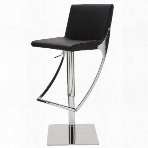 Nuevo Swing Adjustable Faux Leather Bar Stool In Black