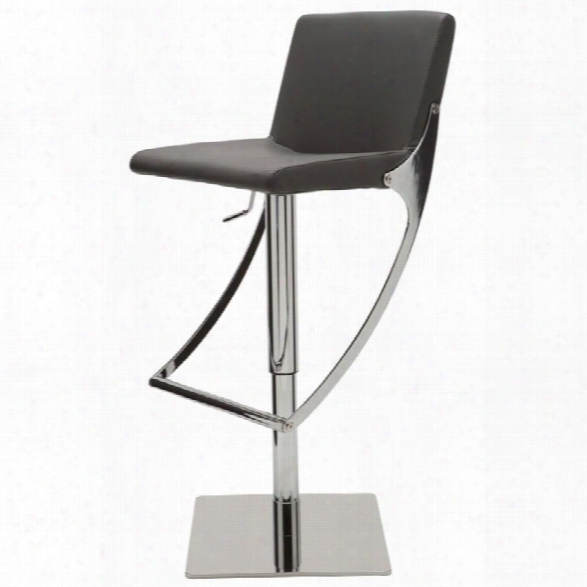 Nuevo Swing Adjustable Faux Leather Bar Stool In Gray
