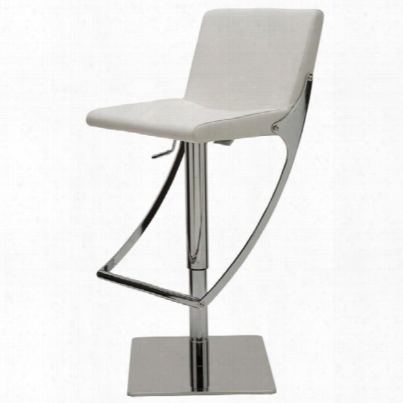 Nuevo Swing Adjustable Faux Leather Bar Stool In White