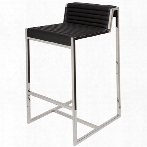 Nuevo Zola 29.5 Leather Bar Stool In Black