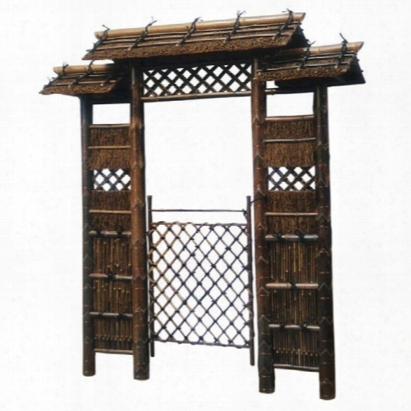 Oriental Furniture 7 ' Zen Garden Gate In Dark Natural