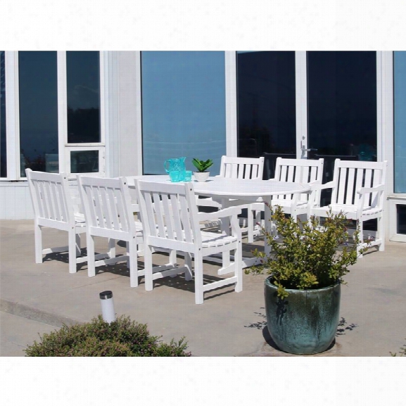 Vifah Bradley 7 Piece Oval Extendable Patio Dining Set In White