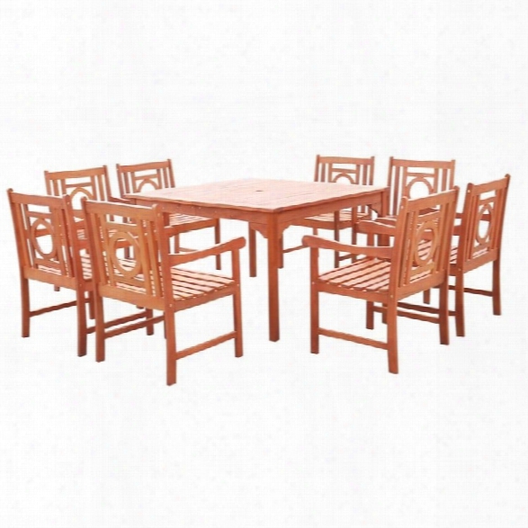 Vifah Malibu 9 Piece Square Patio Dining Set In Natural