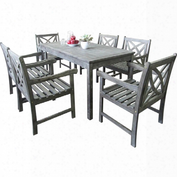 Vifah Renaissance 7 Piece Patio Dining Set In Gray