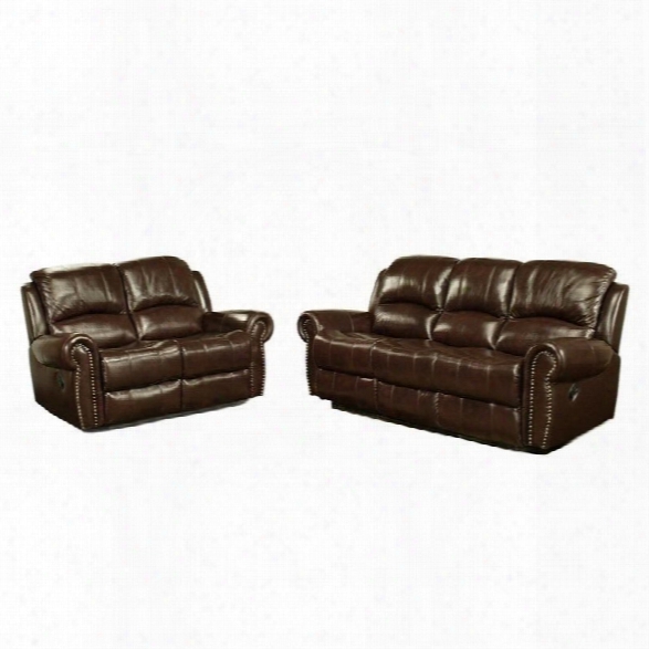 Abbyson Living Hogan Leather Reclining 2 Piece Sofa Set