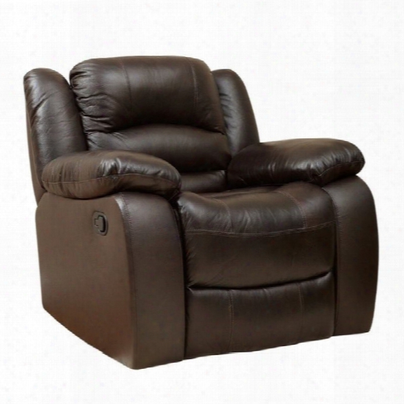 Abbyson Living Levari Leather Recliner In Dark Truffle