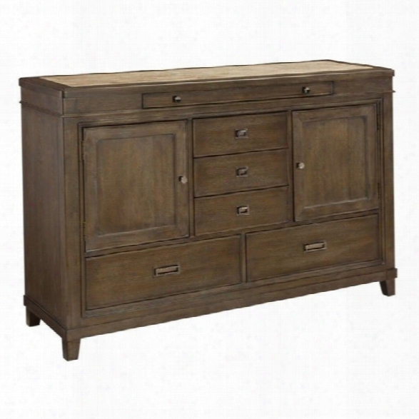 American Drew Park Studio 5 Drawer Wood Buffet In Taupe