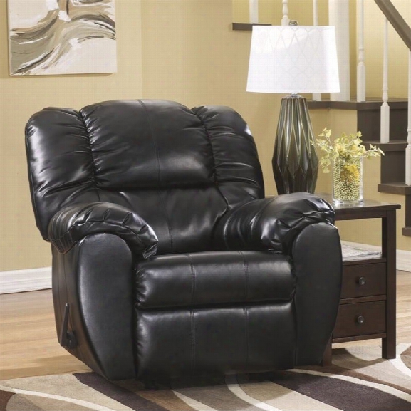 Ashley Dylan Leather Rocker Recliner In Onyx