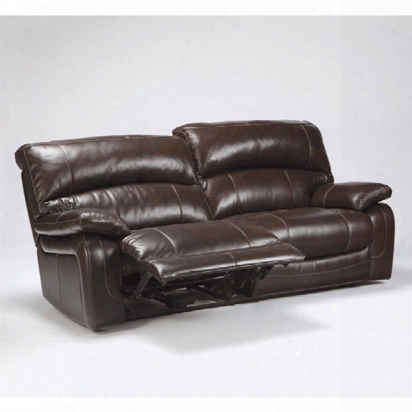 Ashley Furniture Damacio Leather Power Reclining Sofa In Dark Brown