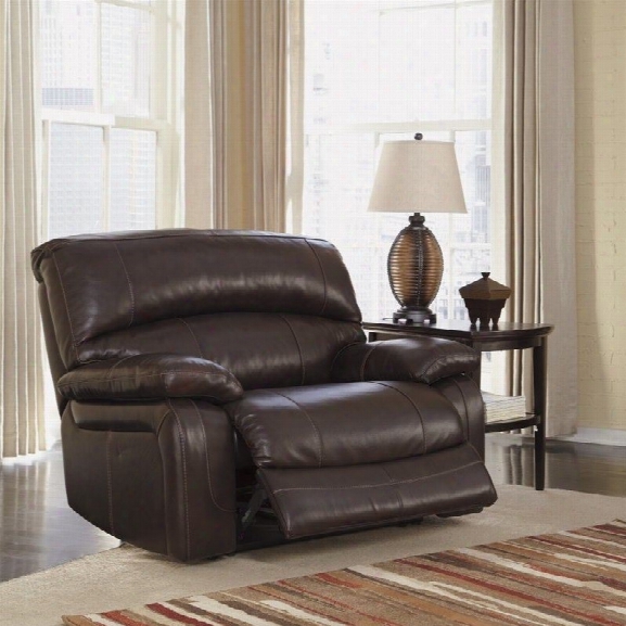 Ashley Furniture Damacio Leather Zero Wall Power Recliner In Brown