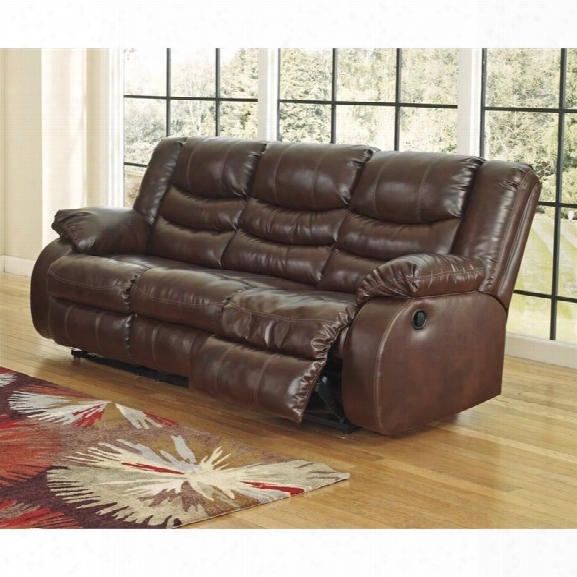 Ashley Linebacker Leather Reclining Sofa In Espresso