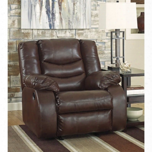 Ashley Linebacker Leather Rocker Recliner In Espresso