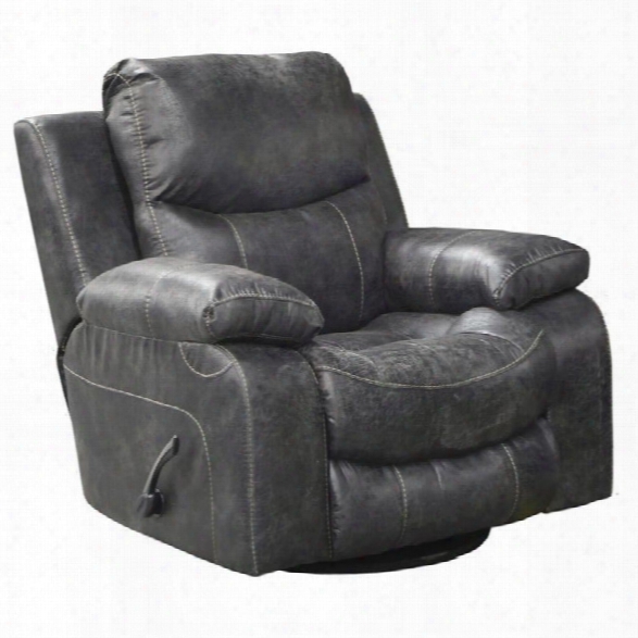 Catnapper Catalina Leather Power Glider Recliner In Steel