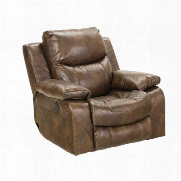 Catnapper Catalina Leather Power Glider Recliner In Timber