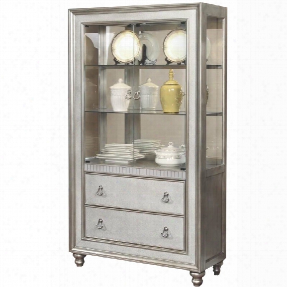 Coaster Bling Game 3 Drawer 2 Shelf Curio Cabinet In Metallic Platinum