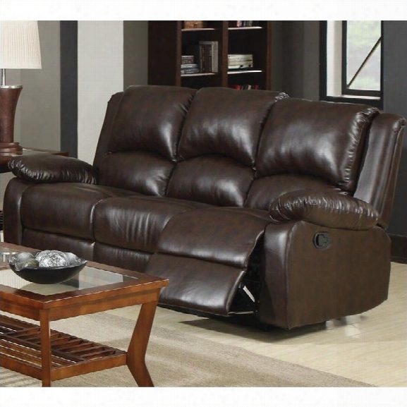 Coaster Boston Three Seat Reclining Leather Sofa In Brown