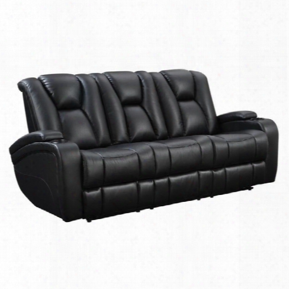 Coaster Delange Faux Leather Power Reclining Sofa In Black