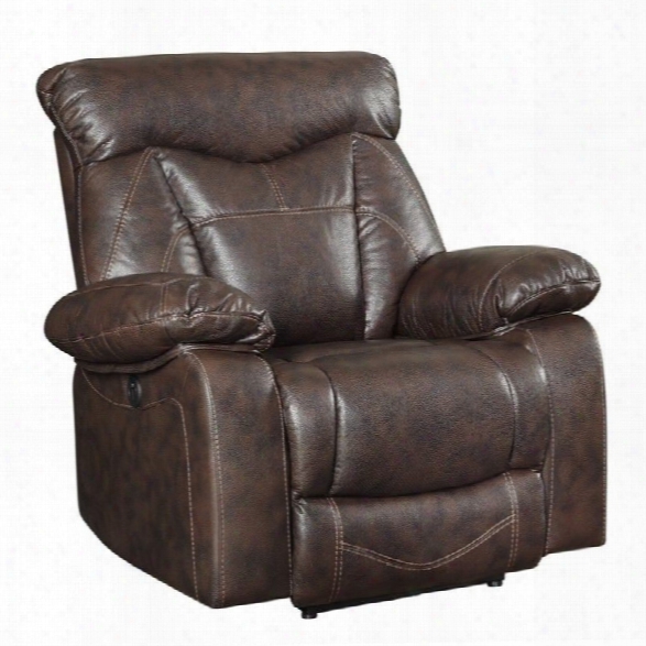 Coaster Zimmerman Faux Leather Power Recliner In Dark Brown