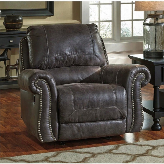 Flash Furniture Breville Faux Leather Rocker Recliner In Charcoal