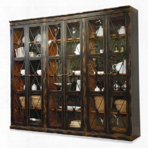 Hooker Furniture Sanctuary 3 Piece Display Cabinet Set In Ebony
