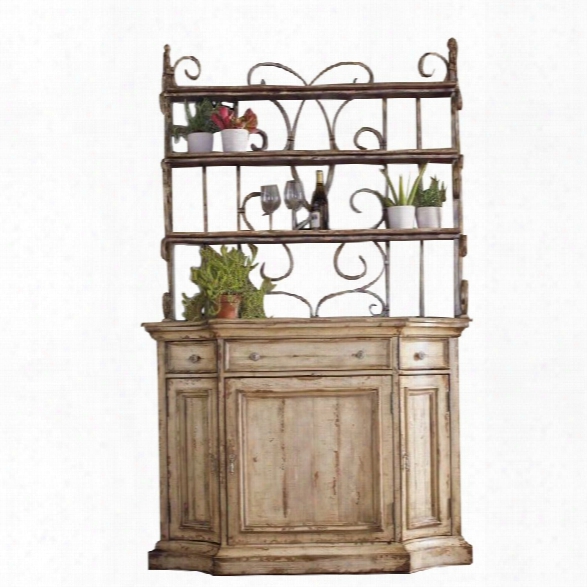 Hooker Furniture Wakefield Three-drawer Buffet With Hutch In Taupe