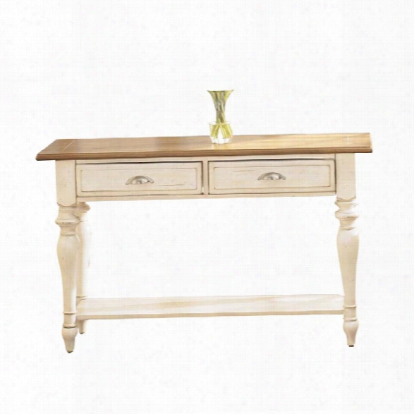 Liberty Furniture Ocean Isle Console Table In Bisque With Natural Pine