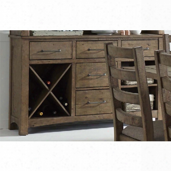 Liberty Furniture Prescott Valley Wine Rack Server In Antique Honey